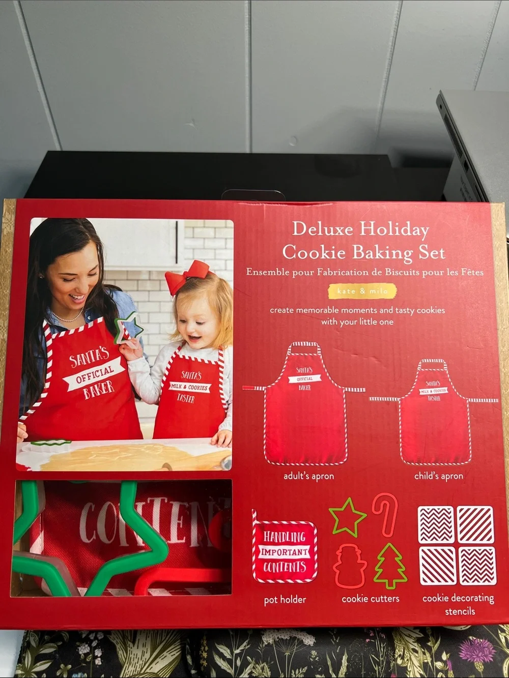 Brand new, never opened, Deluxe Holiday Cookie Baking Set -by Kate & Milo